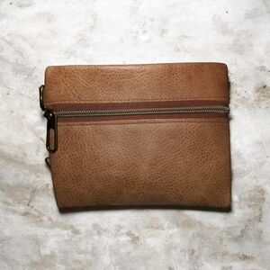 Handmade Tan Pebbled Leather Women's Wristlet